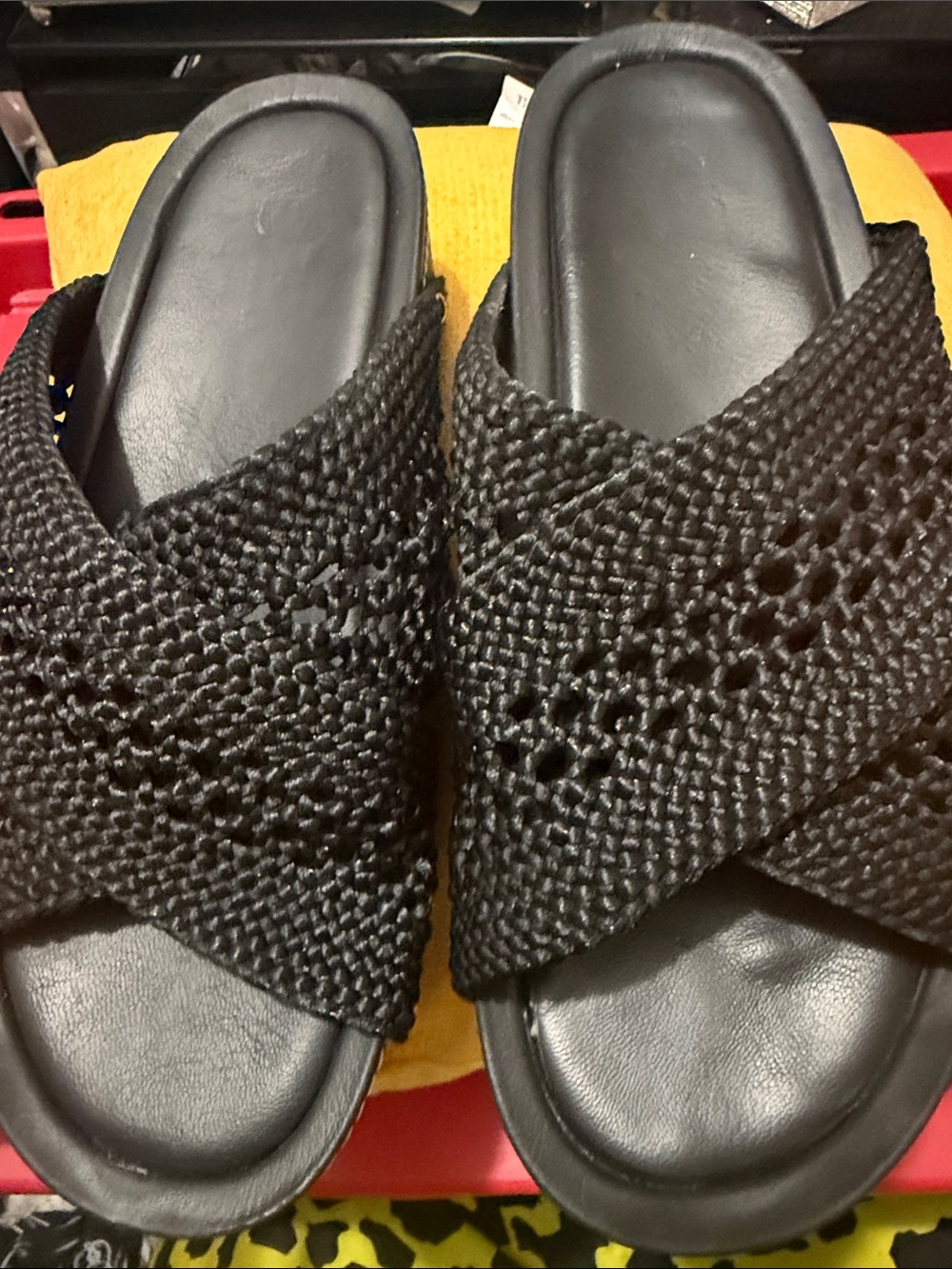 Catos Women's Black Woven Slide Sandals